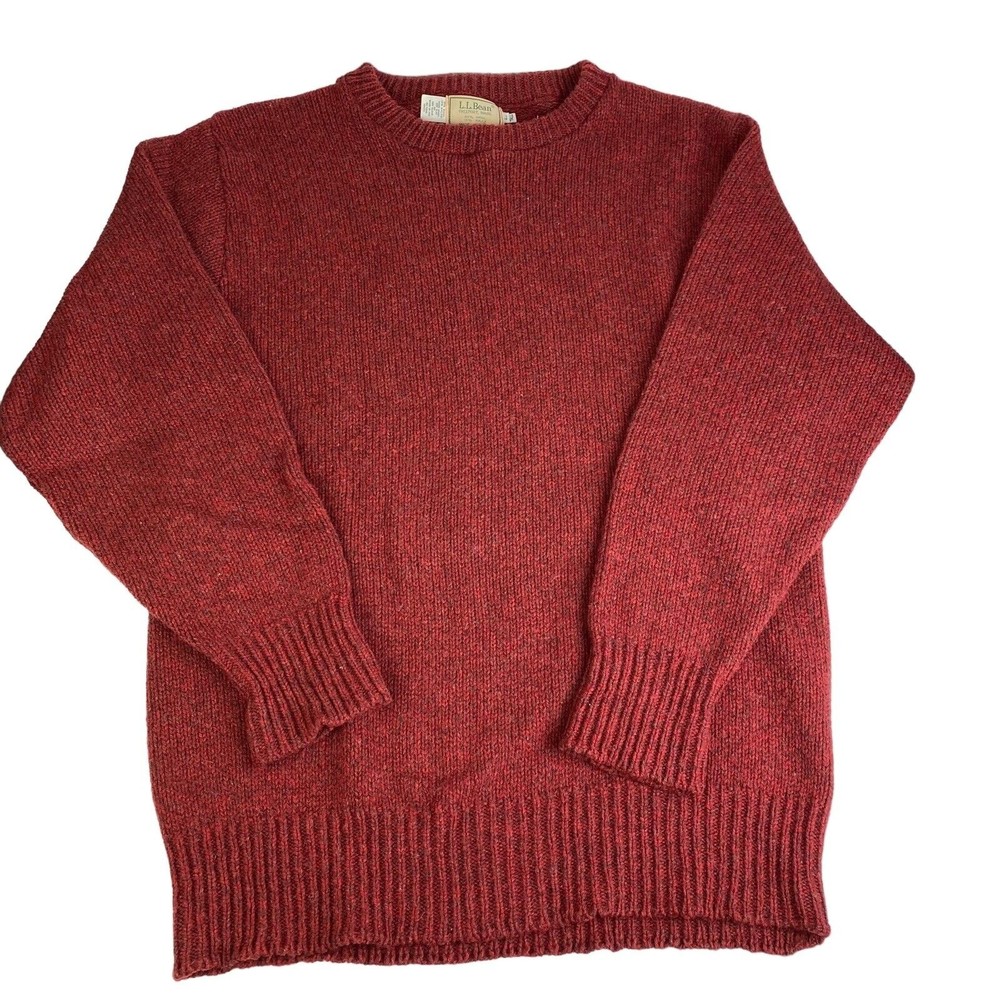 L.L. Bean Crewneck Sweater Burgundy 85% Wool Long Sleeve USA Made Sz Large Tall
